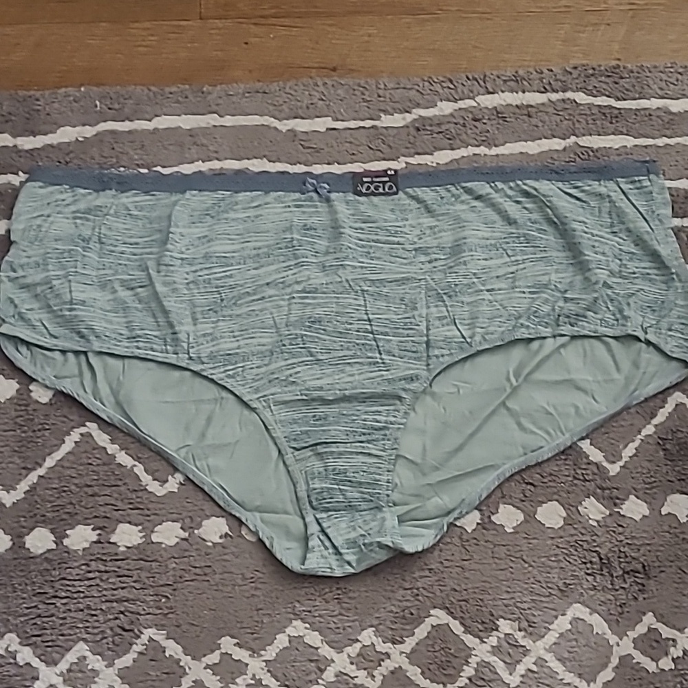 Voglo Size 4X Green/Grey Lace Trimmed Cotton Brief Underwear